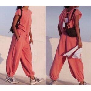 Free People Movement Throw and Go Onesie Breathable Sleeveless Pink Sz L